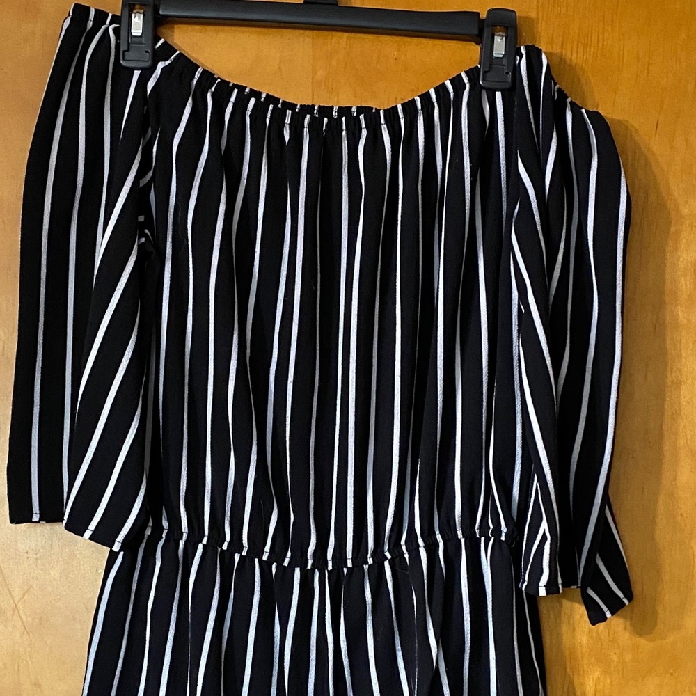 Black and white off the shoulder romper